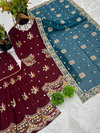 NSR 844 Heavy Faux Georgette With 5mm Embroidery Sequence Work Top With Sharara Dupatta Wholesale Suppliers In Mumbai